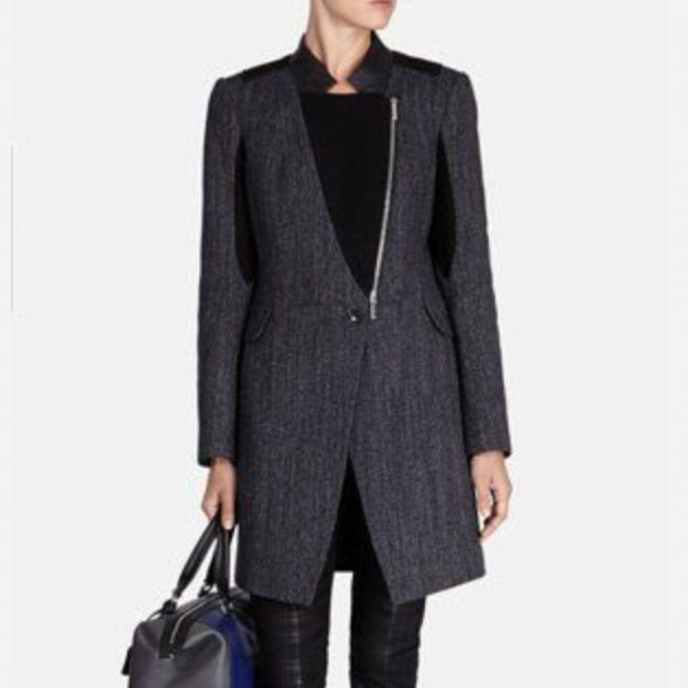 Karen Millen Indigo Textured Biker Coat